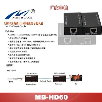 厂家直销60米HDMI单网线延长器MB-HD60 无压缩网线传输视频 3D 立体音频